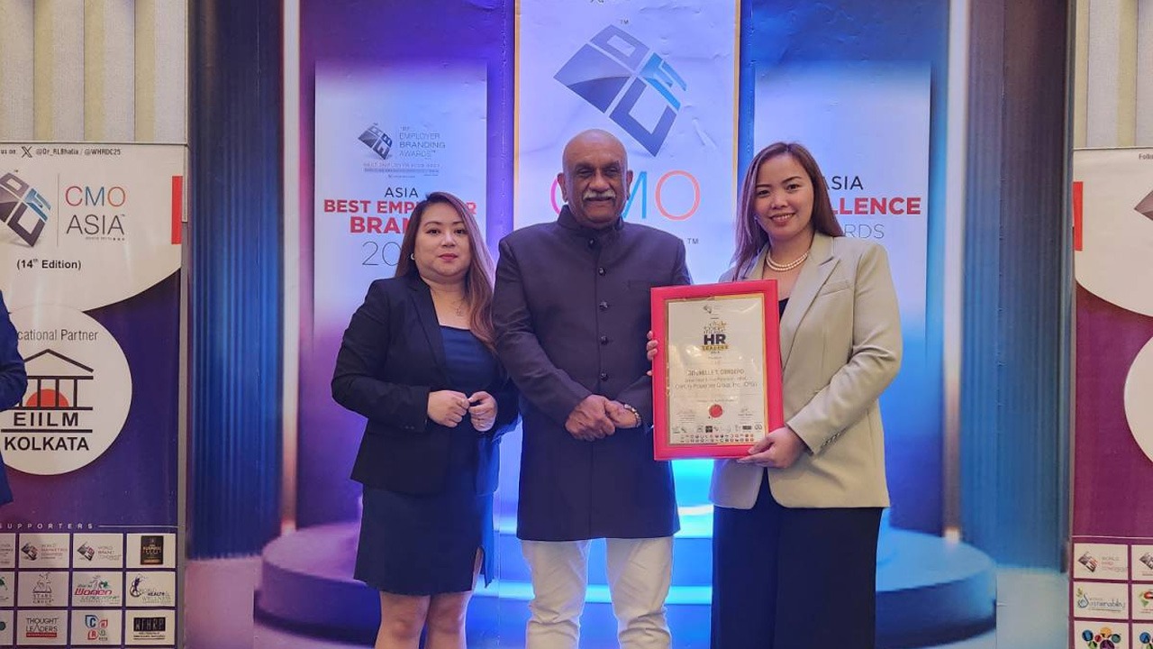 Century Properties Group, Inc’s. HR Recruitment Asst. Manager April Marasigan and Phirst Park Homes, Inc.’s HR Manager Joanna Barrera receive Asia's Best Employer Brand Award 2023 from Dr. Raju Bhatia, Founder and CEO of Fun and Joy at Work.